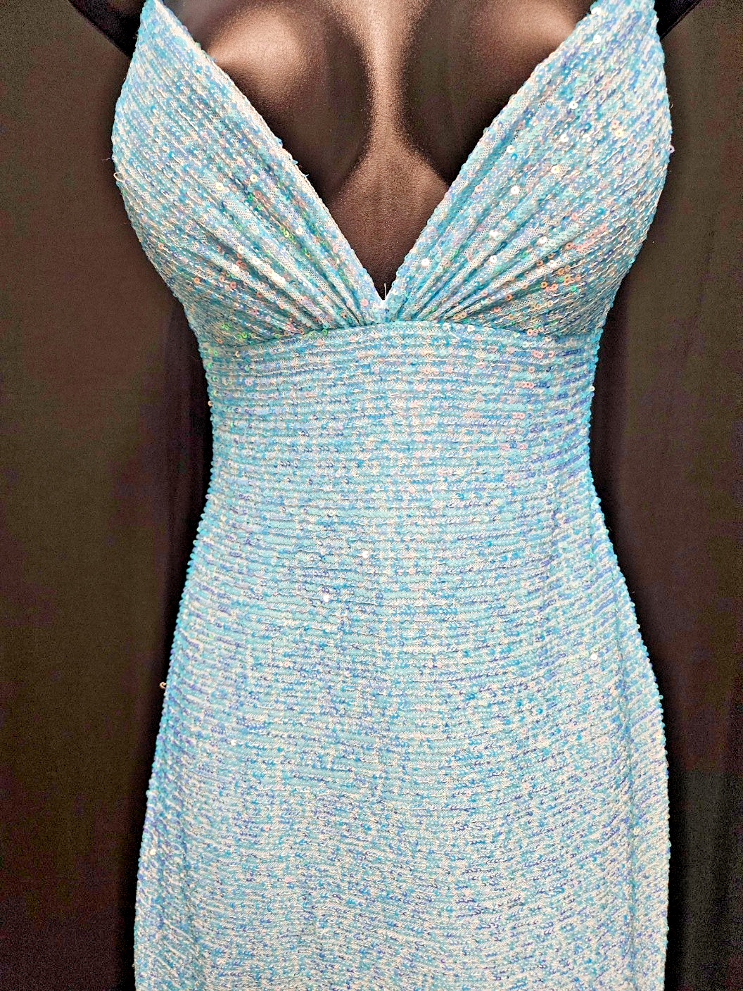 GORGEOUS FORMAL SHERRI HILL TURQUOISE BLUE SEQUINED MERMAIN GOWN SIZE 12