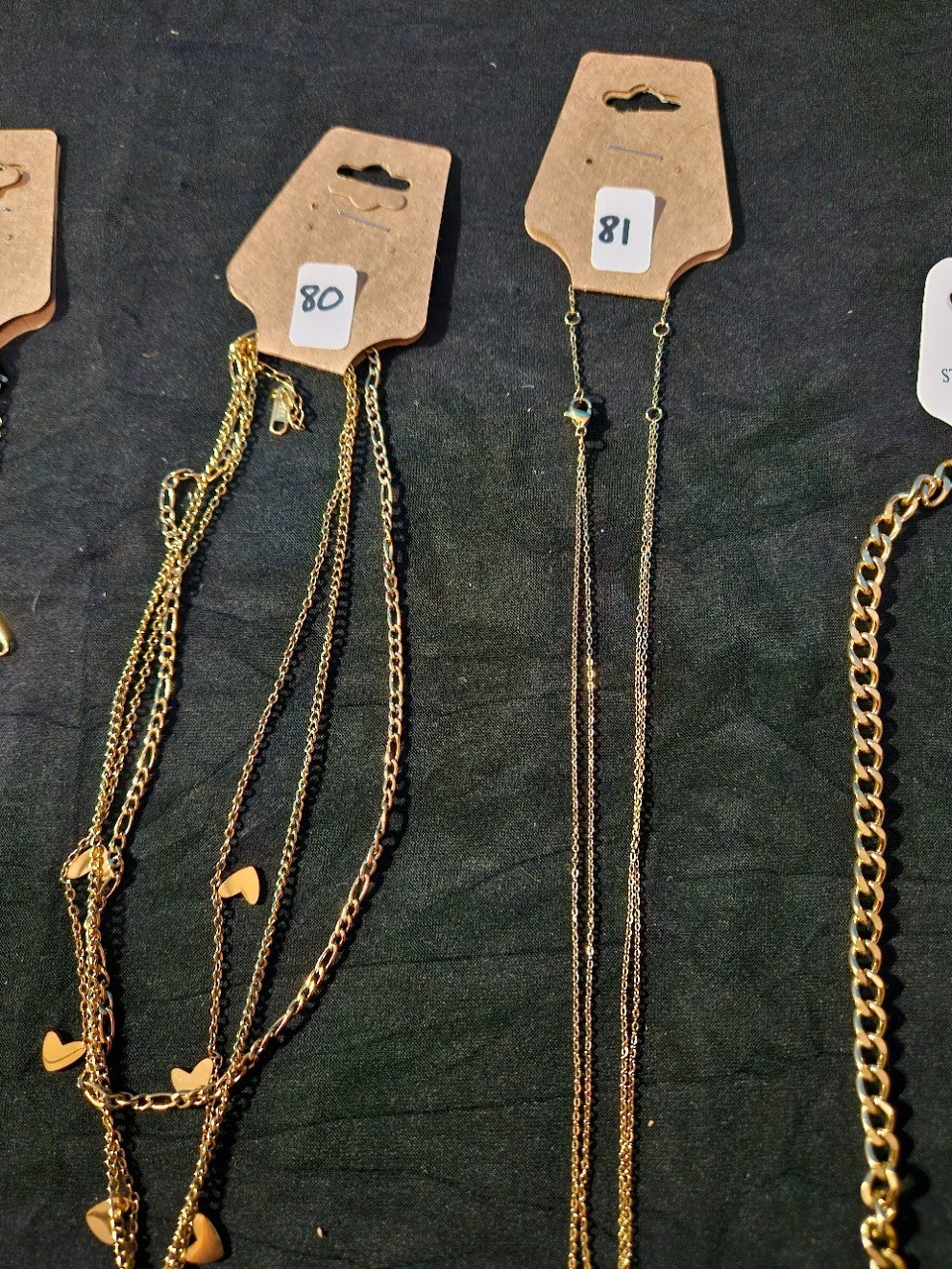 10K GOLD PLATE OVER STAINLESS DOUBLE/TRIPLE STRAND ASSORTED NECKLACE