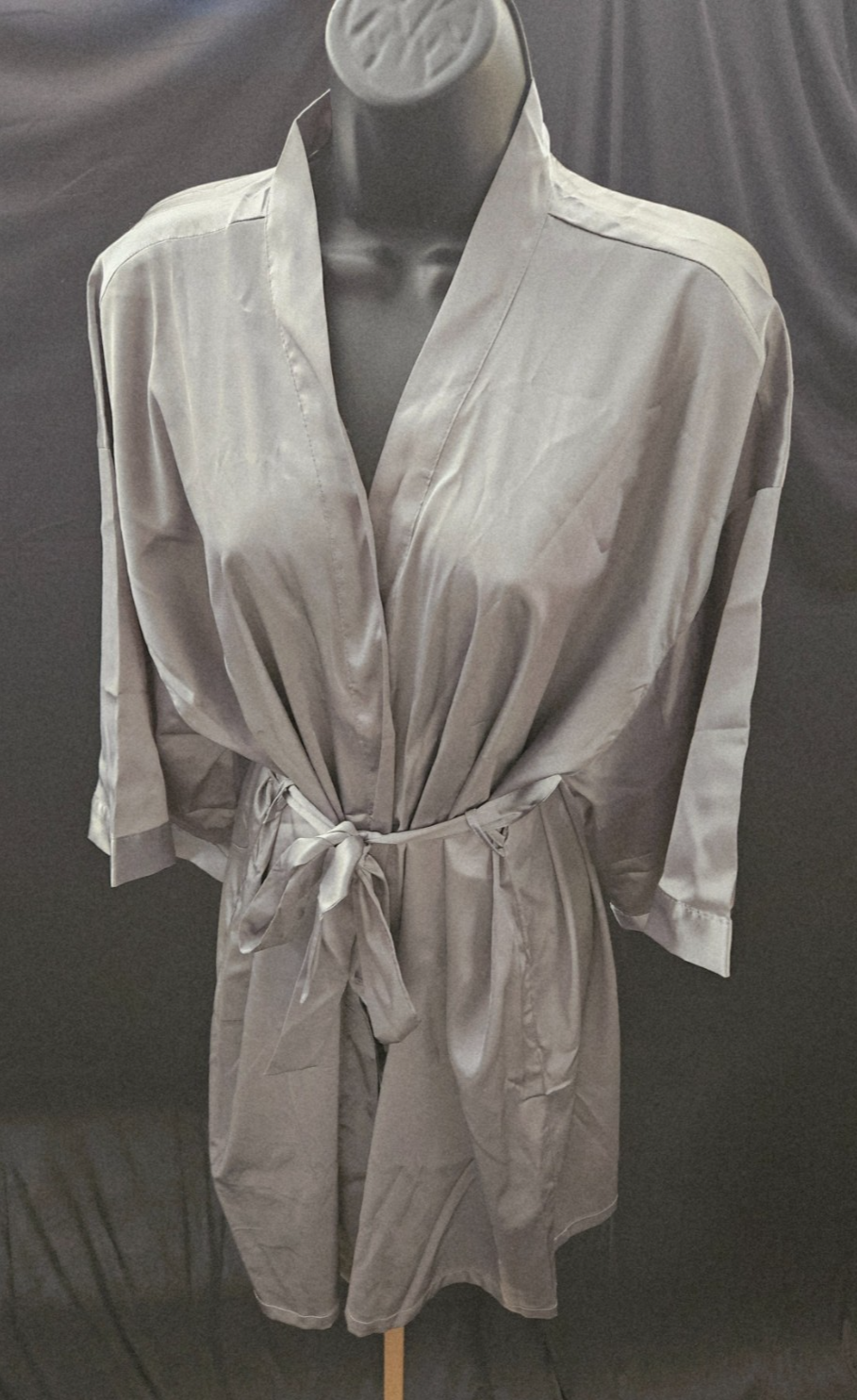 TURQUAZ LG GRAY SATIN/ RHINESTONE MOTHER OF THE GROOM ROBE & BRIDE TRIBE CUP NWT