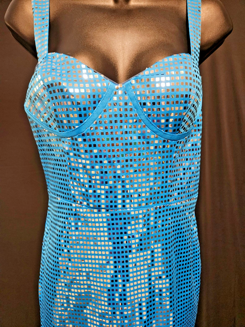 BRIGHT BLUE SEQUINED SIZE 6 SHORT PROM/COCKTAIL DRESS