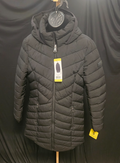 DKNY BLACK WOMEN'S DETACHABLE HOOD LONG PUFFER JACKET SZ S NWT