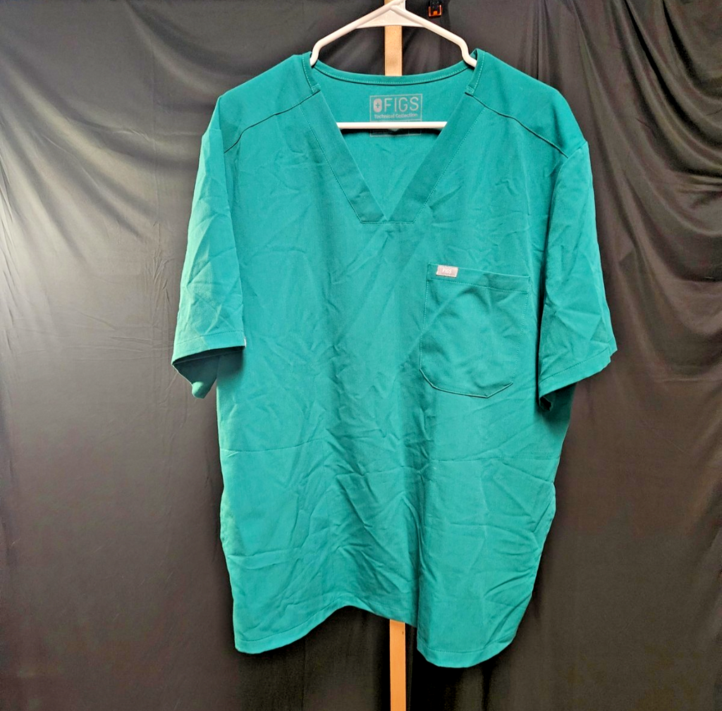 TEAL GREEN XXL UNISEX FIGS SCRUB TOP V NECK