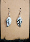 STAINLESS STEEL/ SIMULATED OPAL FEATHER EARRINGS NWOT