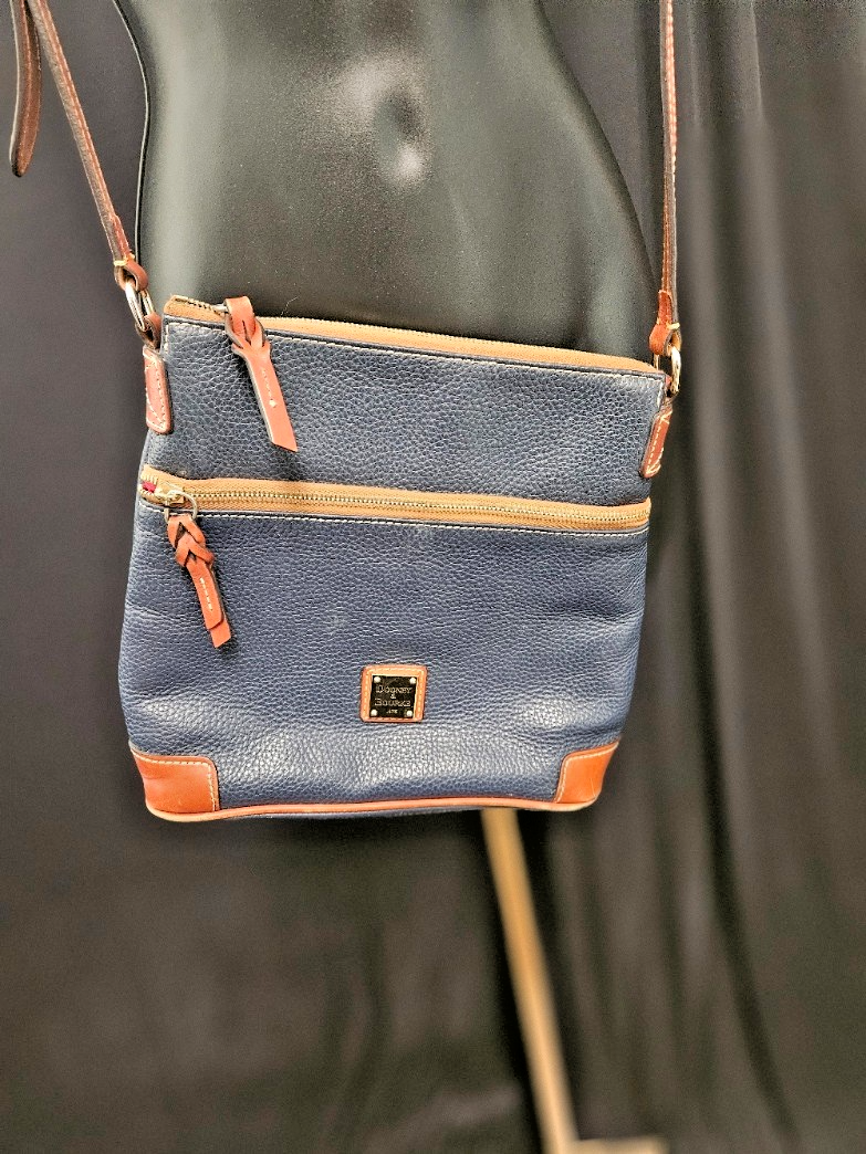 Dooney and Bourke Pebble Leather Small Zip Crossbody Bag - Navy