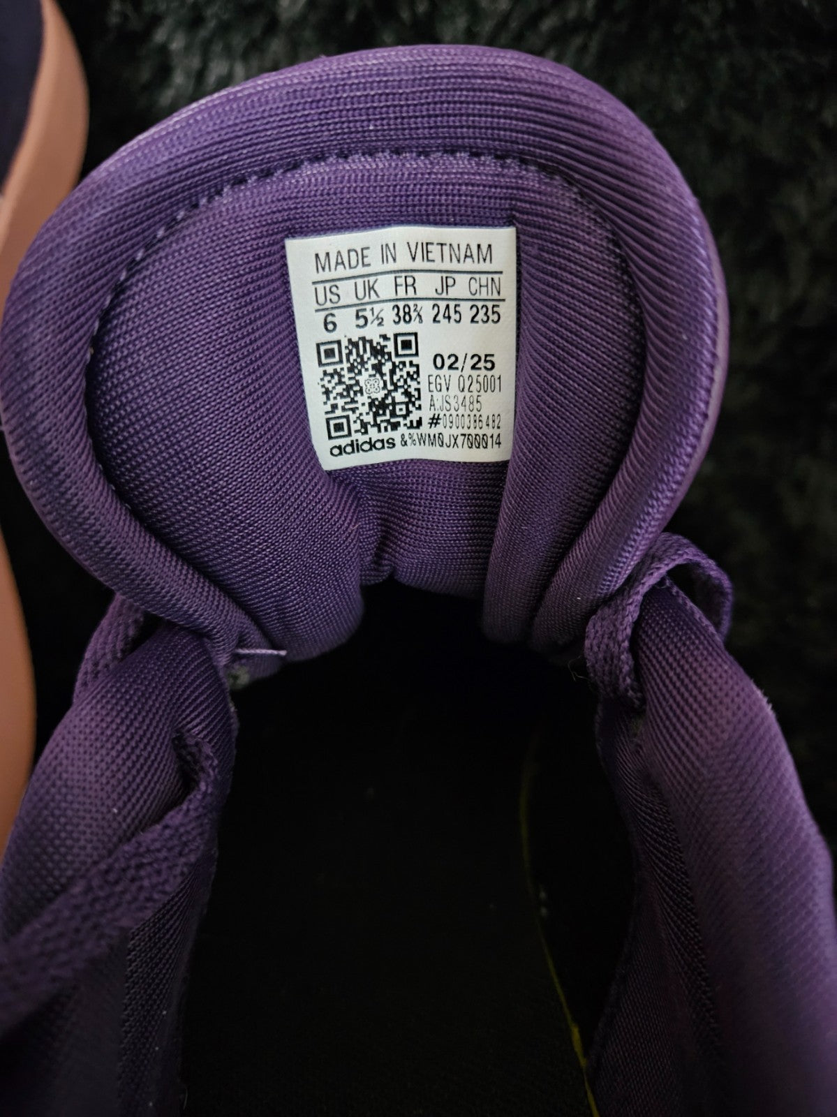 ADIDAS VL COURT 3/0 KIDS SHOE AURORA PLUM/ZERO METALLIC Y6 W7 WORN A FEW TIMES