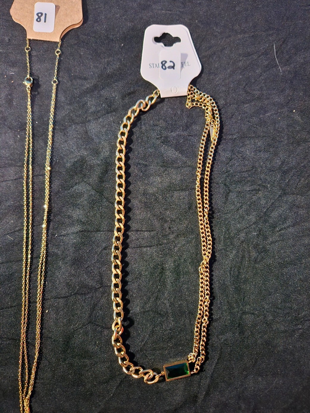 10K GOLD PLATE OVER STAINLESS DOUBLE/TRIPLE STRAND ASSORTED NECKLACE