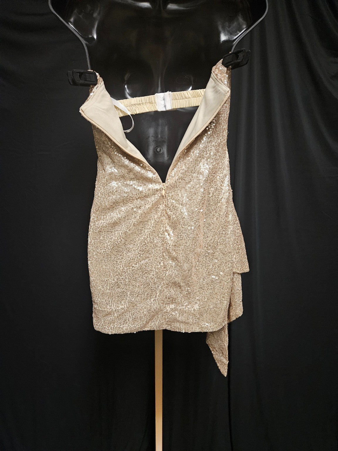 SIZE XS WOMEN'S STRAPLESS GOLD SEQUINED MINI DRESS PROM/COCKTAIL/WEDDING NWT