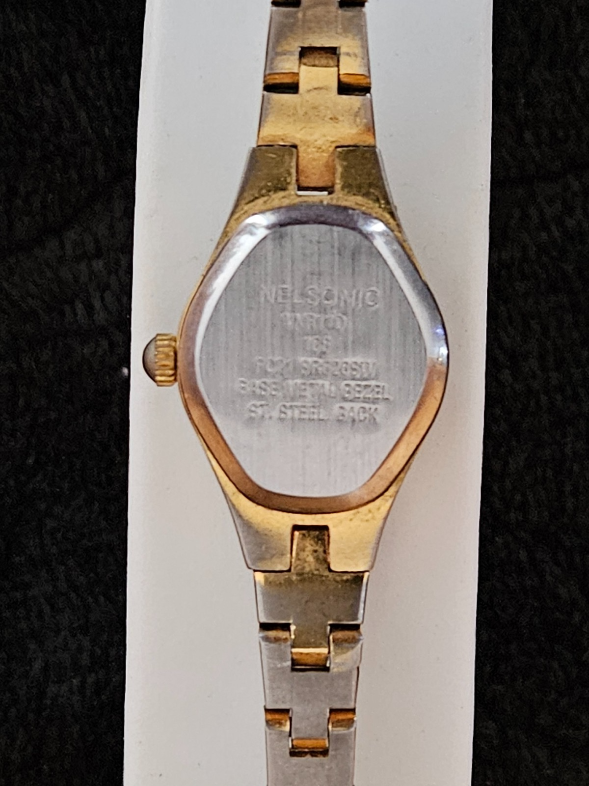 VINTAGE LADIES YELLOW GOLD FILL/ STAINLESS DIAMOND QUARTZ WATCH NEW BATTERY
