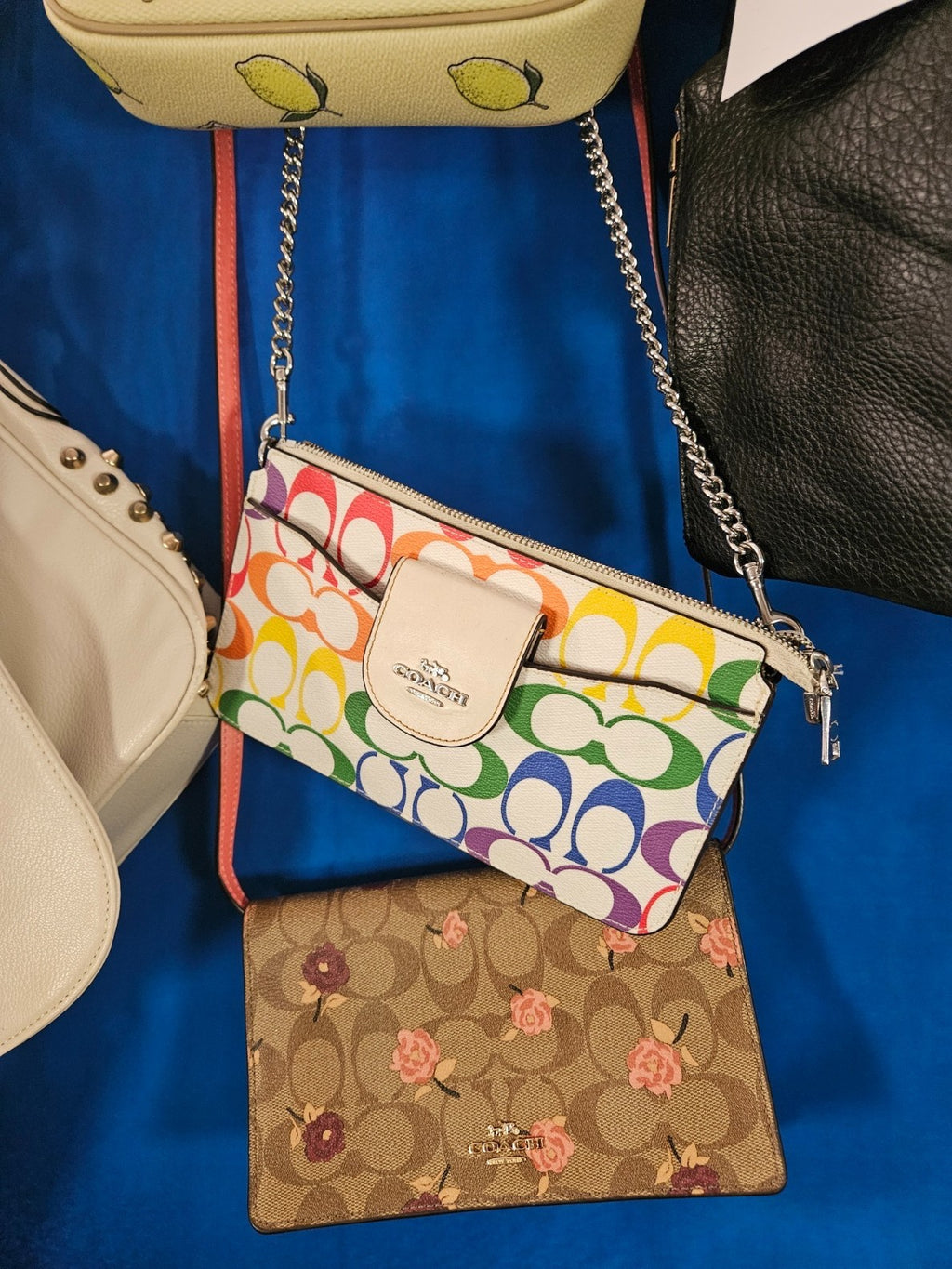 Coach Poppy Crossbody WITHOUT Card Case In Rainbow Signature Canvas (C4697)