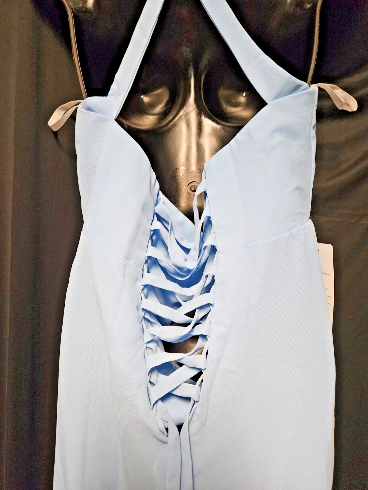 Lt. BLUE COWL-NECK ROUCHED MAXI CHIFFON FORMAL/PROM GOWN SIZE 8/10 NWT