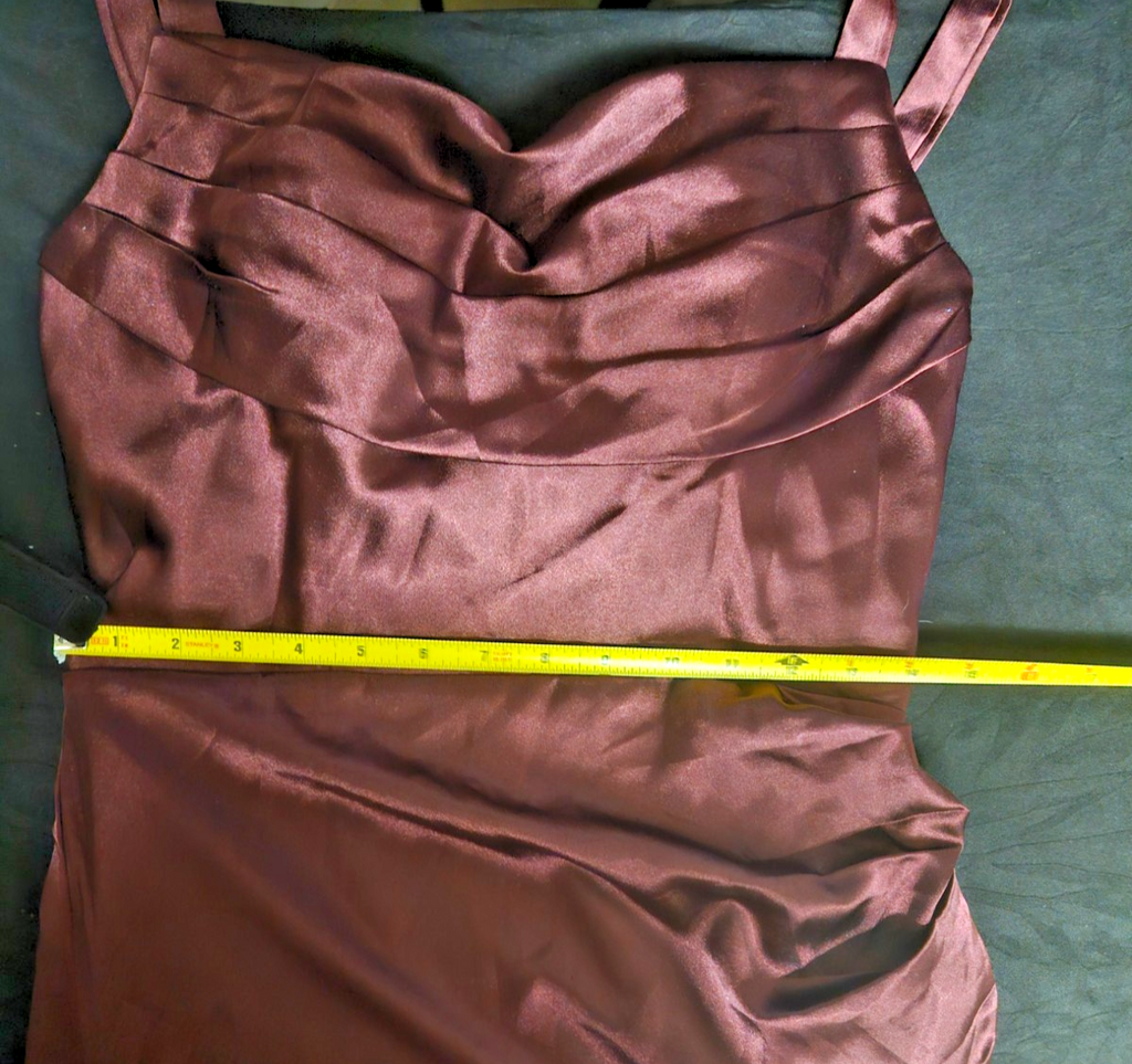 SIZE SMALL SATIN TANK/CORSET ROUCHED WINE FORMAL GOWN NWT