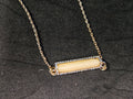 WOMEN'S YELLOW GOLD OVER STAINLESS HORIZONTAL BAR NECKLACE CZ/PEARL INLAY