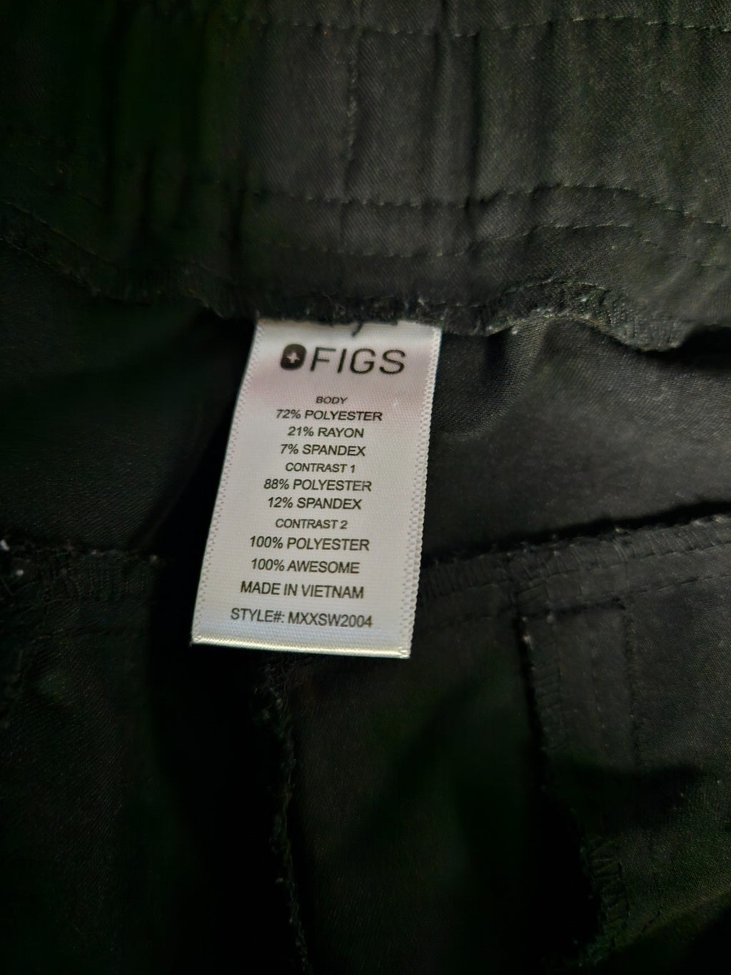UNISEX FIGS XXL BLACK SCRUB JOGGERS