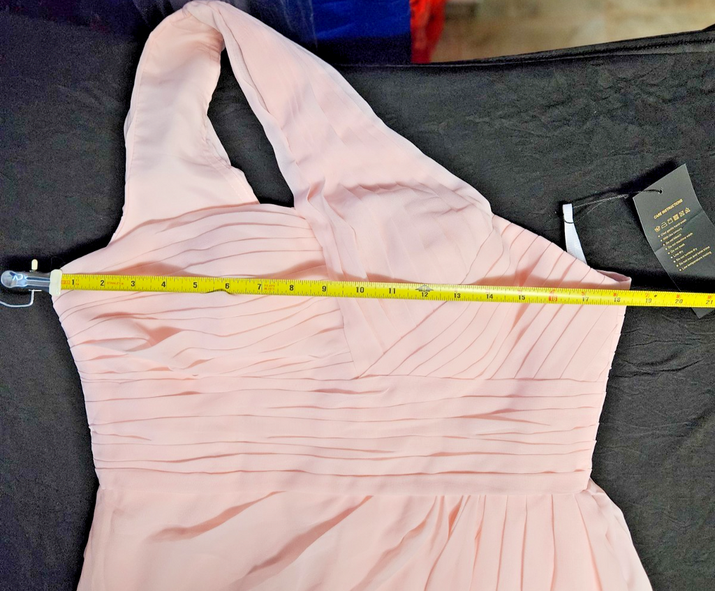 WOMEN'S SZ 10 PINK ONE SHOULDER CHIFFON PROM/FORMAL/BRIDESMAID GOWN NWT