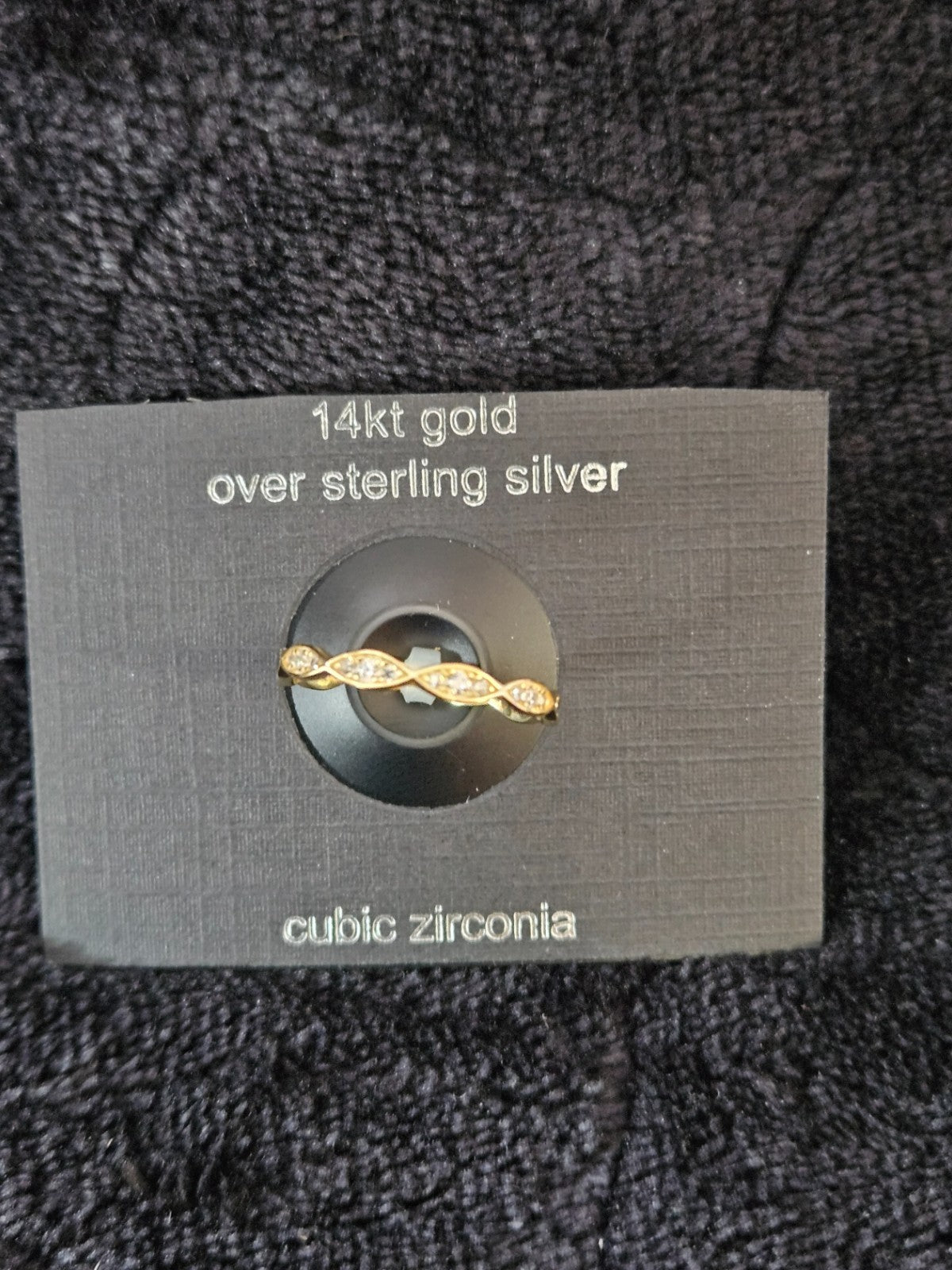 14K YELLOW GOLD OVER SILVER CUBIC ZIRCONIA BAND SIZE 8