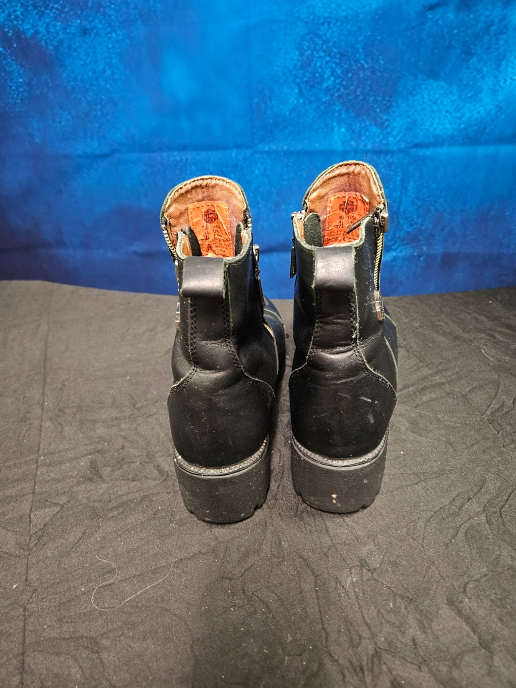 WOMEN'S HARLEY DAVIDSON RIDING BOOTS SIZE 6 BLACK LEATHER SIDE ZIP
