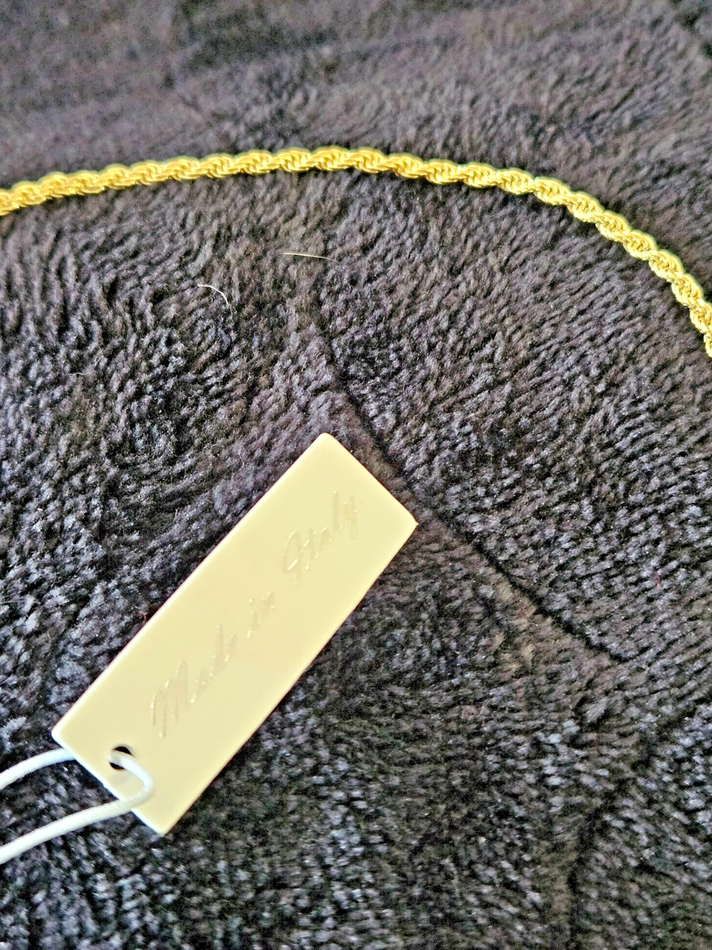 14K YELLOW GOLD OVER SILVER SOLID ROPE 16 in. CHAIN NECKLACE 2.5 mm