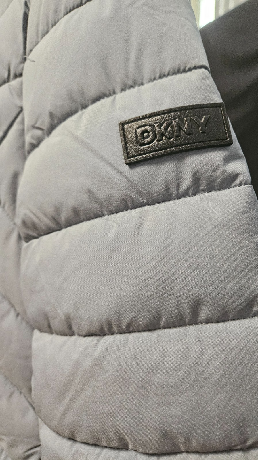 DKNY SZ SMALL WOMEN'S LONG GRAY PUFFER COAT NWT