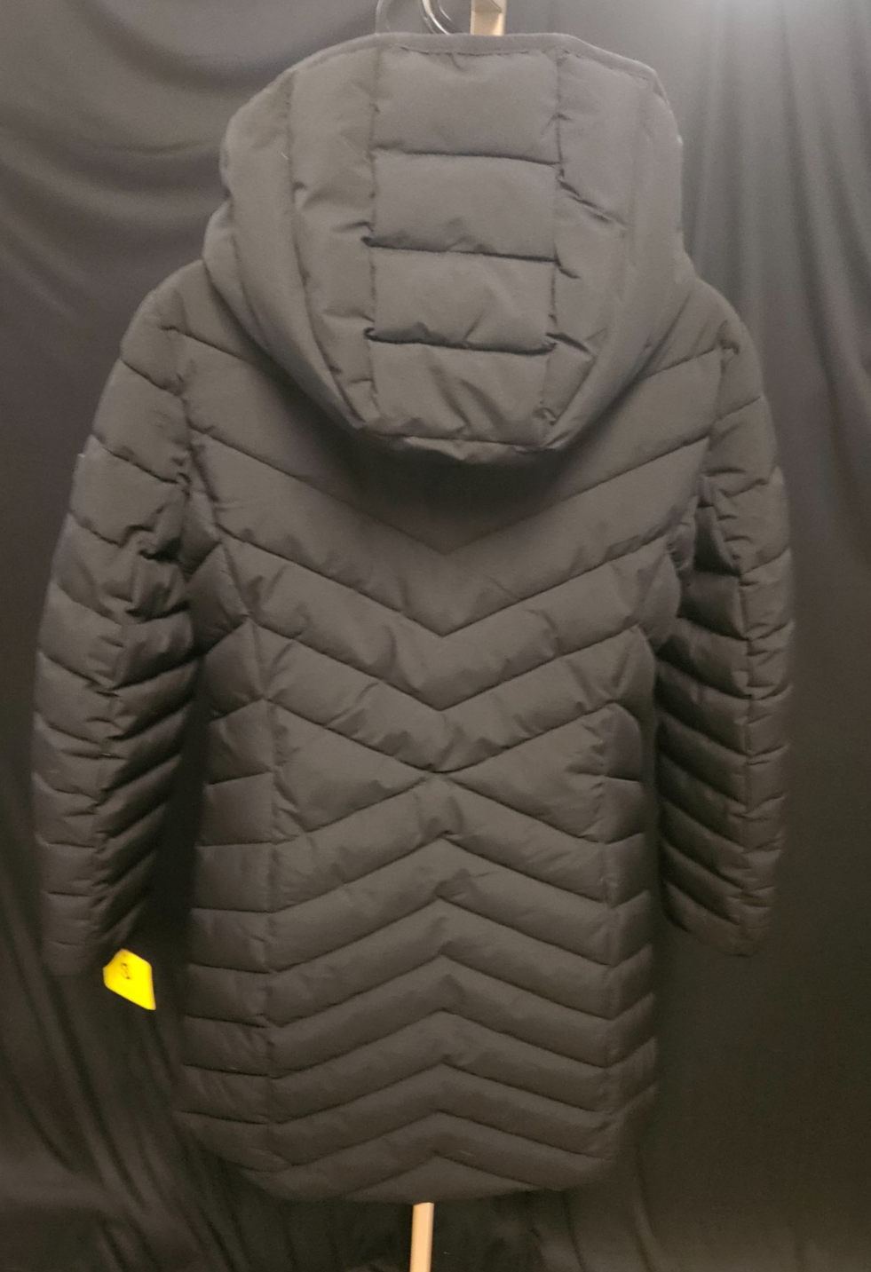 DKNY BLACK WOMEN'S DETACHABLE HOOD LONG PUFFER JACKET SZ S NWT