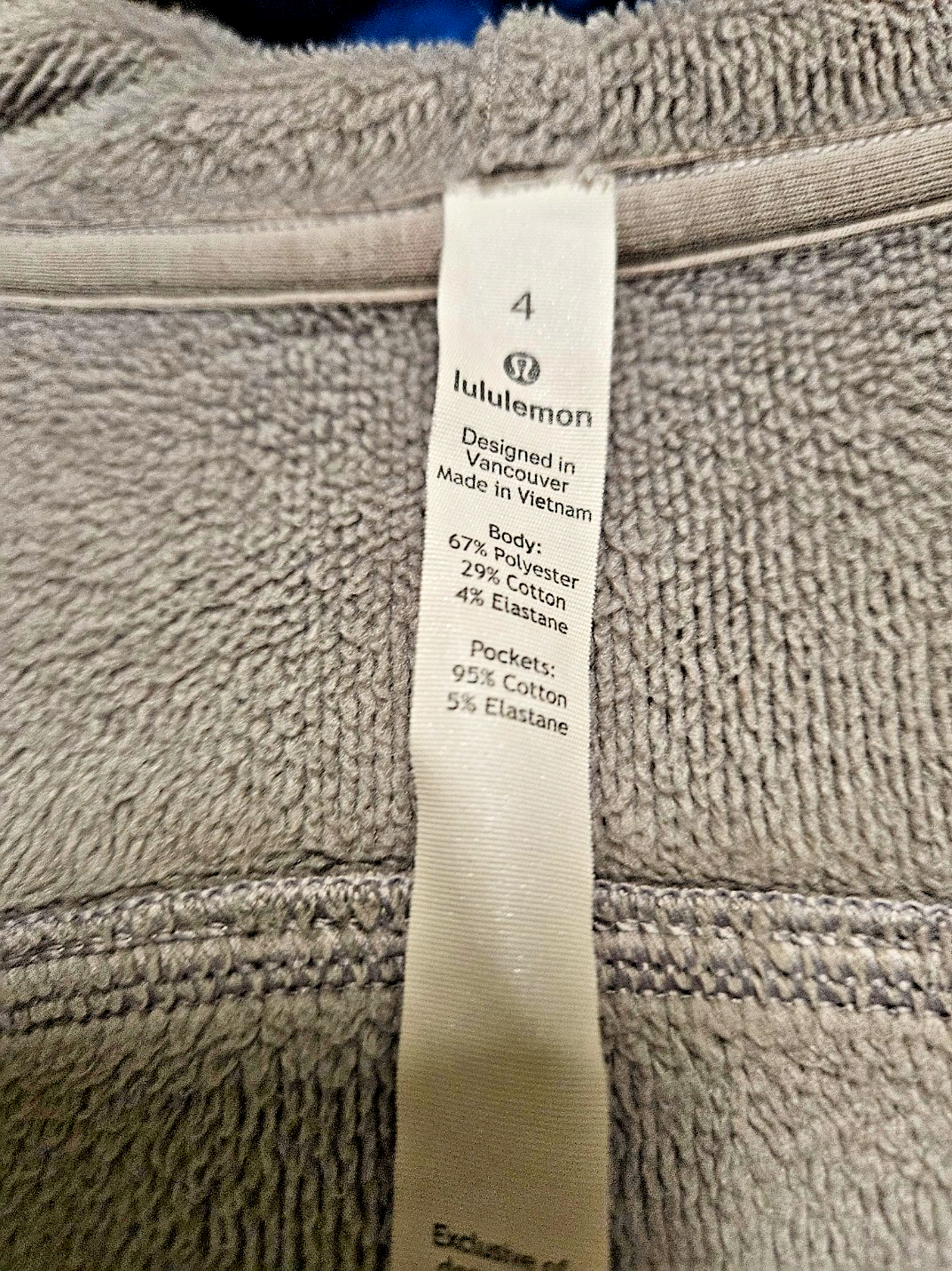 LULULEMON SIZE 4 ALIGN FULL ZIP HOODED FLEECE LINED SILVER TRIM JACKET LAVENDER