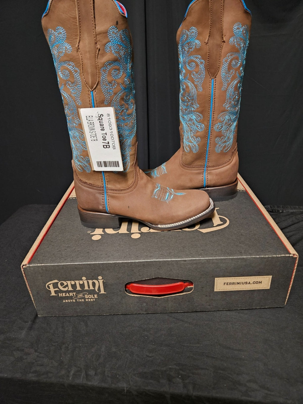 Ferrini Women's Ella Cross Western Boot - Broad Square Toe - 8109310 7B