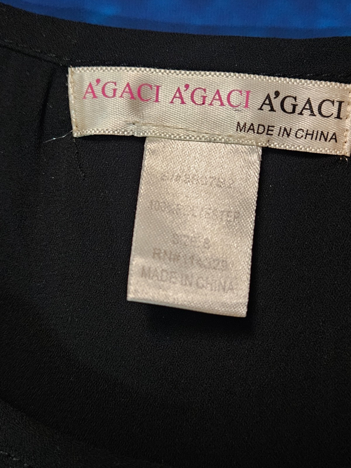 WOMEN'S AGACI SIZE 8 TUNIC BLOUSE BLACK WITH CRYSTALS