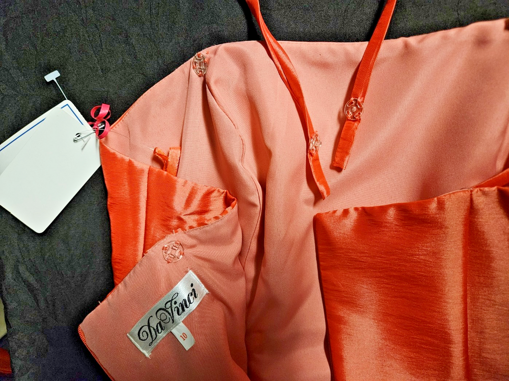 WOMEN'S DAVINCI SIZE 10 WATERMELON FORMAL PROM COCKTAIL GOWN NWT REMOVABLE STRAP