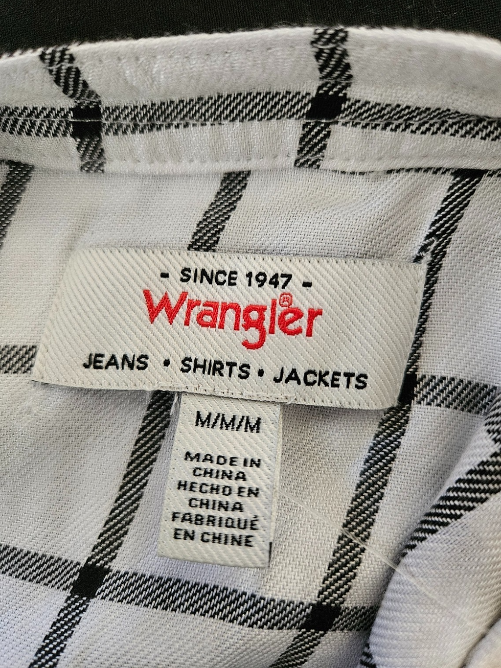 WRANGLER WOMEN SZ M BLK/WHITE FLANNEL BLOUSE NWT