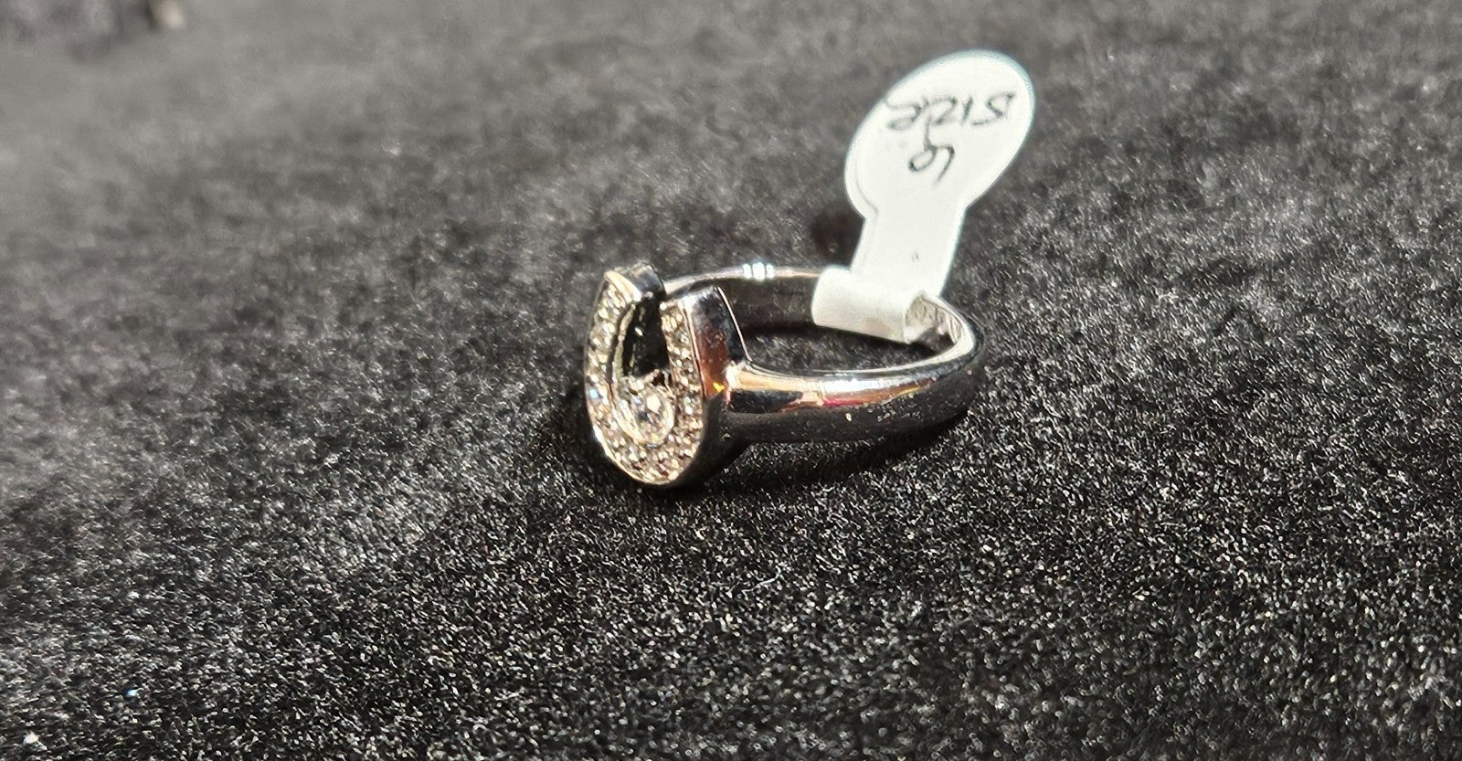 STERLING SILVER CZ EARRINGS & STAINLESS STEEL CZ HORSHOE RING SZ 6 BUNDLE