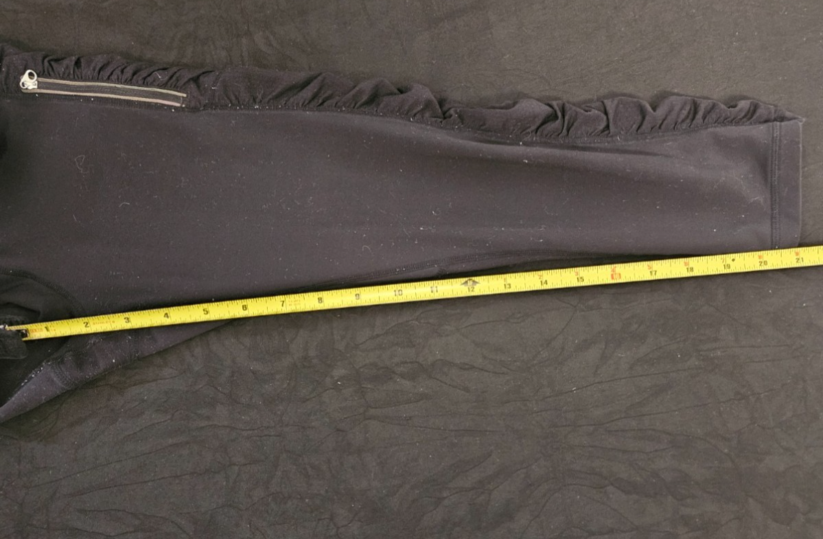 LULULEMON SIZE 6 WUNDER UNDER RUFFLE CROP LEGGINGS ZIPPER POCKET BLACK