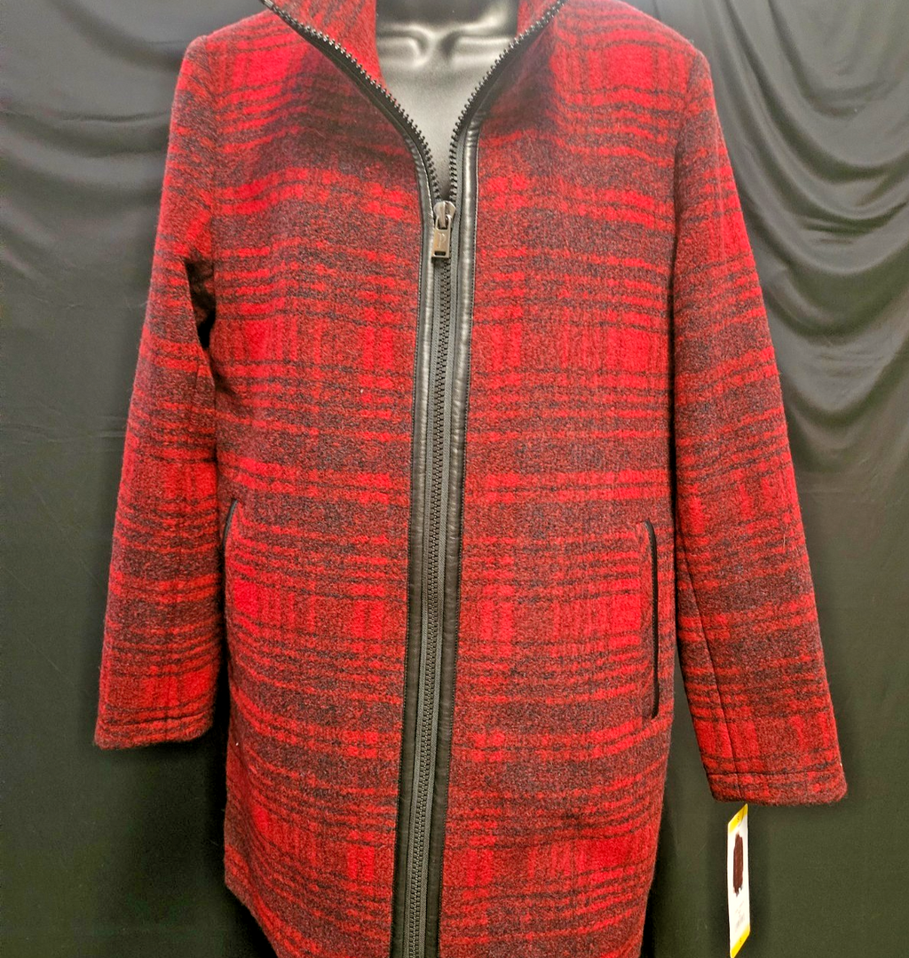 NWT RED/BLK PLAID PENDLETON WOOL ZIP UP FALL JACKET