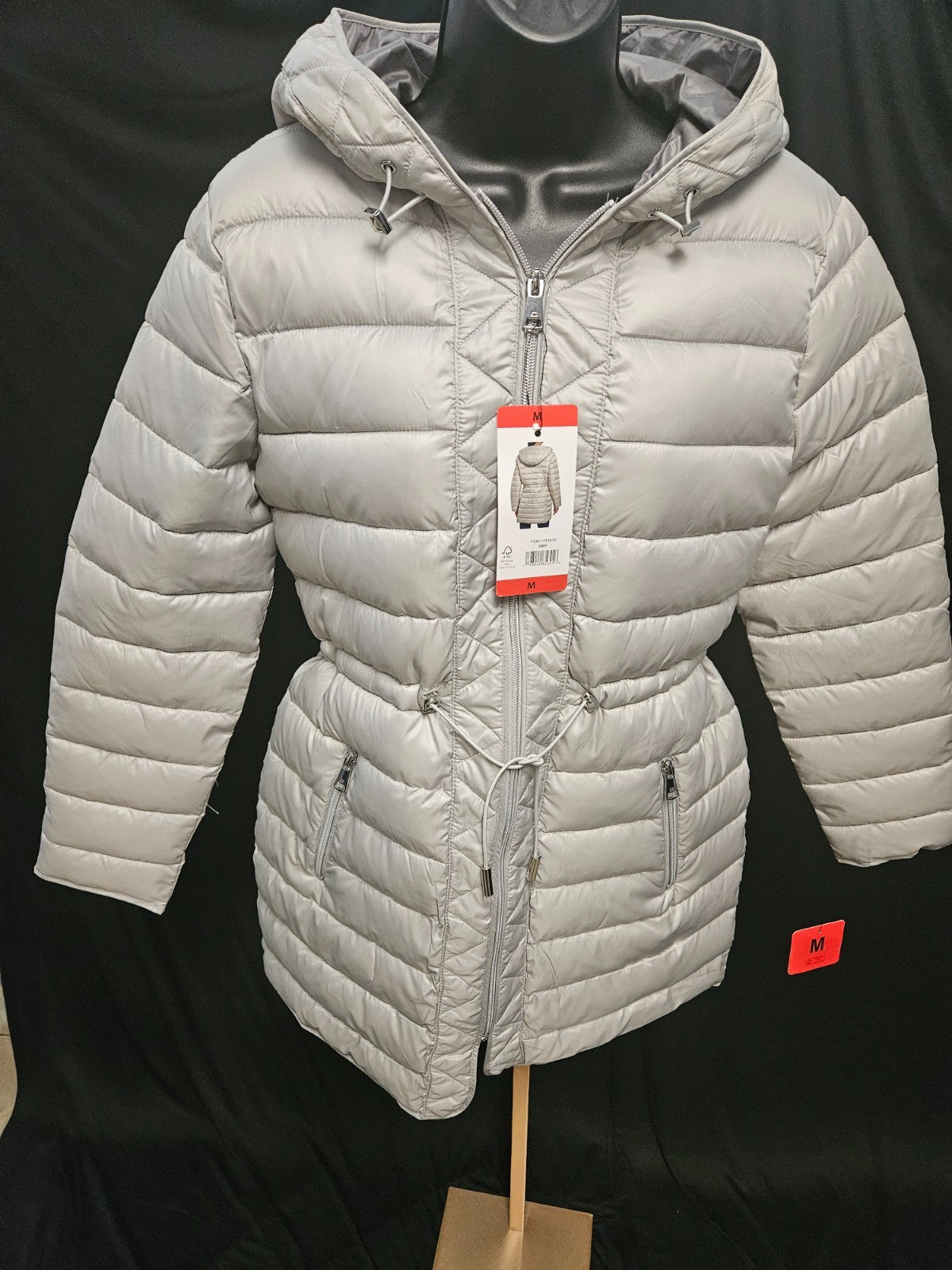 KENNETH COLE SILVER QUILTED ANORAK JACKET SIZE M DRAWSTRING WAIST NWT