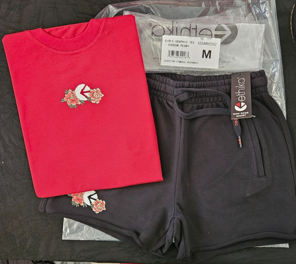 ETHIKA GIRLS SZ 8/10 SHOCUN PEONY RAW EDGE SHORT & T-SHIRT SET NWT