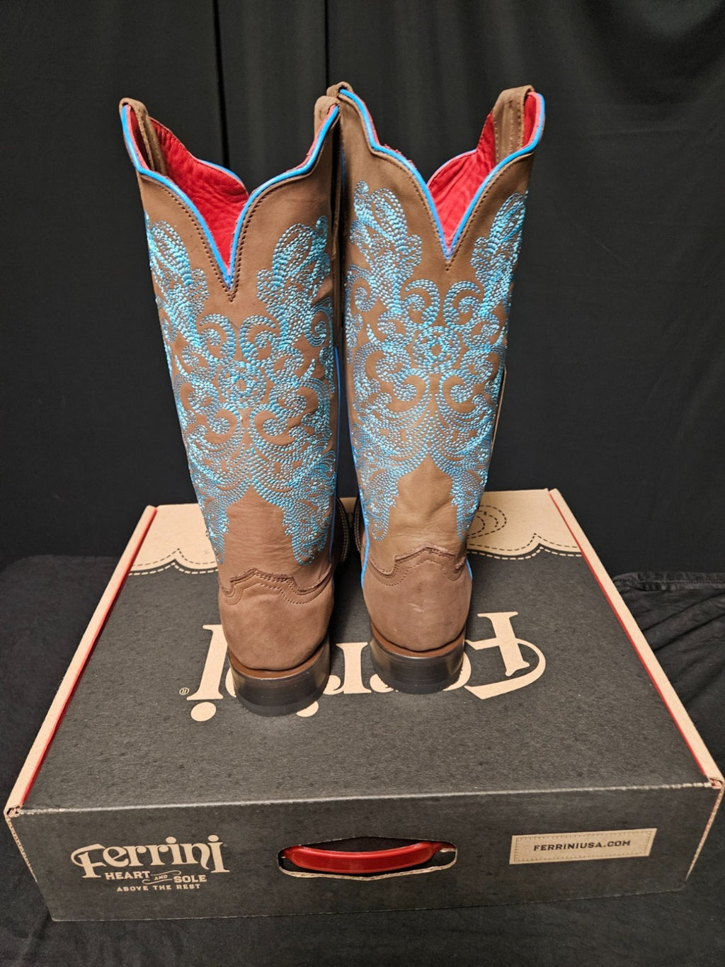 Ferrini Women's Ella Cross Western Boot - Broad Square Toe - 8109310 7B