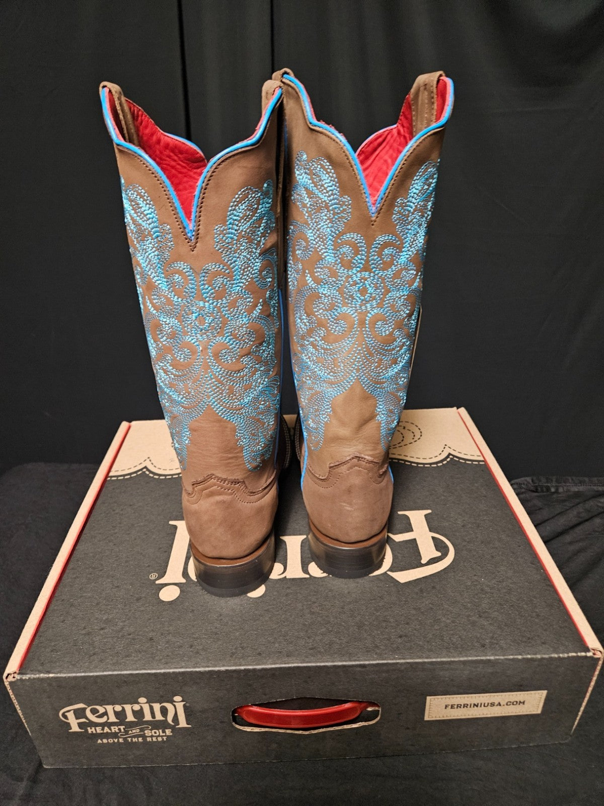 Ferrini Women's Ella Cross Western Boot - Broad Square Toe - 8109310 7B