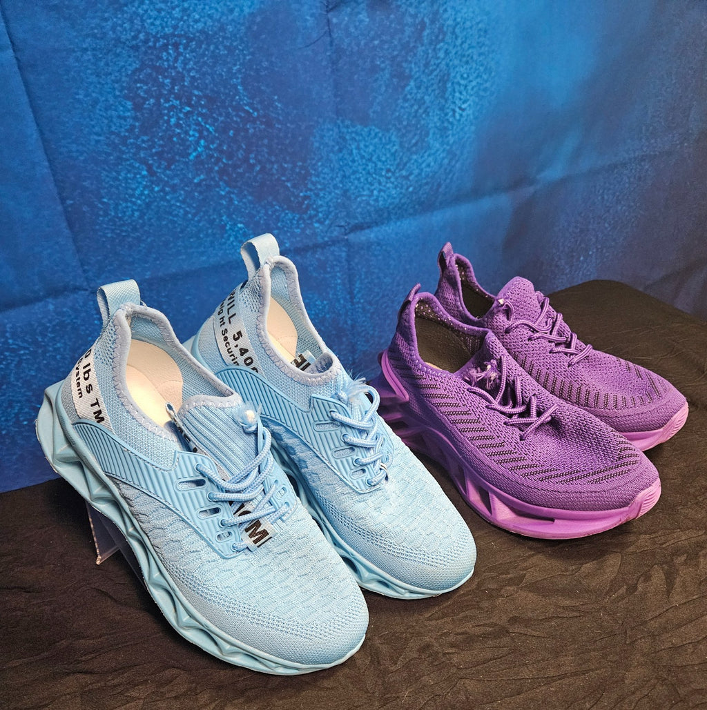 WOMEN'S SIZE 6 TENNER SHOE BUNDLE PURPLE, AQUA KNIT, BREATHABLE, RUNNING/WALKING