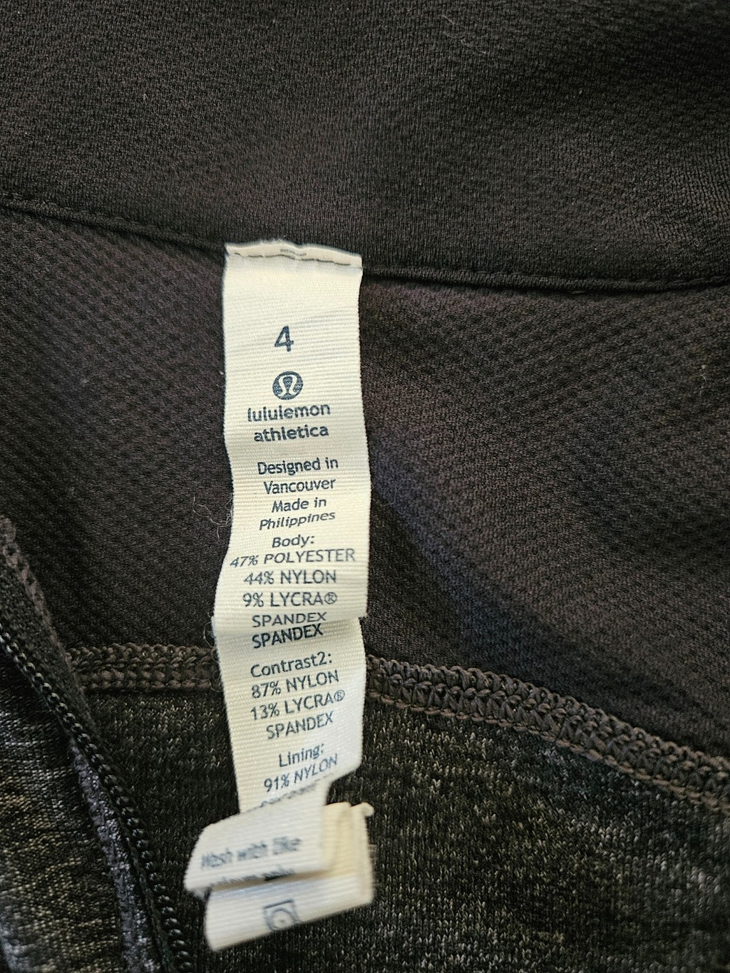 LULULEMON ATHLETICA SZ 4 GRAY/BLACK 1/4 ZIP PULLOVER