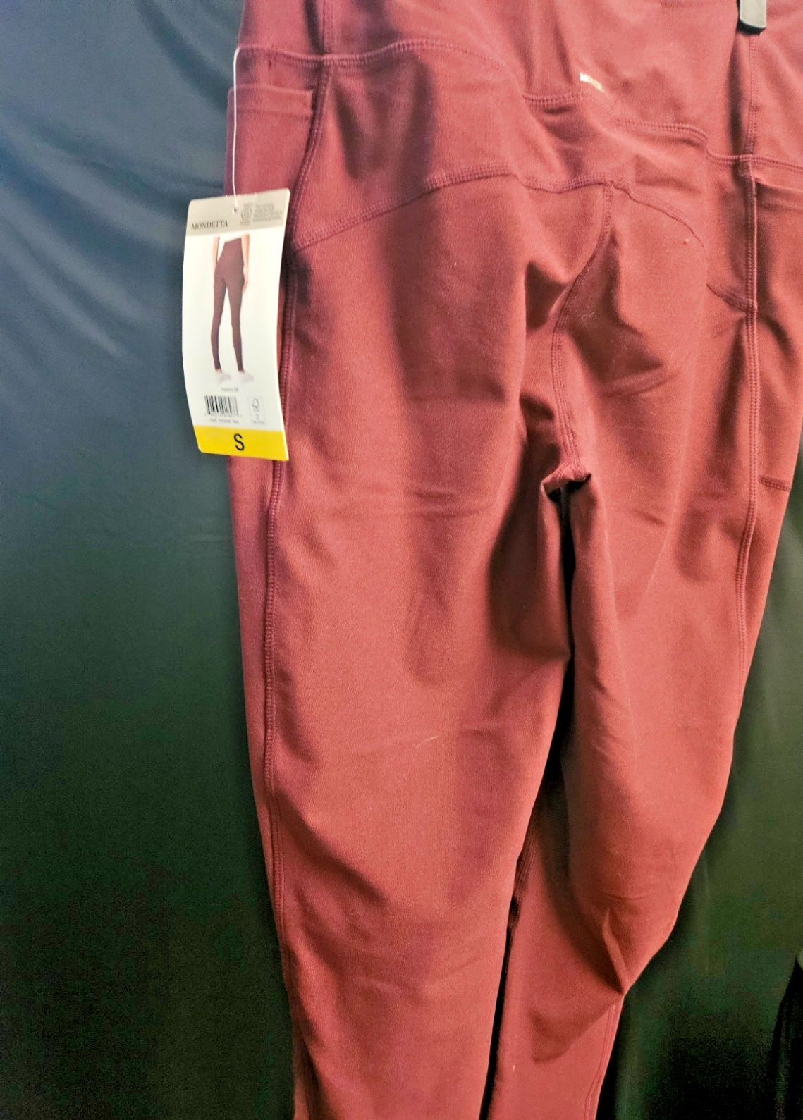 MONDETTA HIGH WAISTED POCKET ACTIVE LEGGINGS MAROON NWT SIZE SMALL NWT