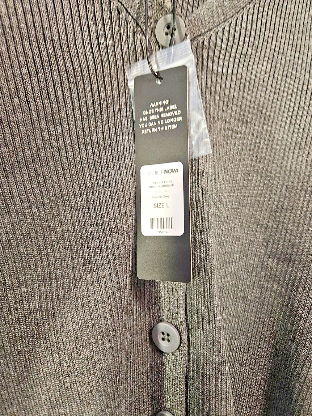 WOMEN'S FASHION NOVA GRAY CROPPED CARDIGAN SIZE LARGE