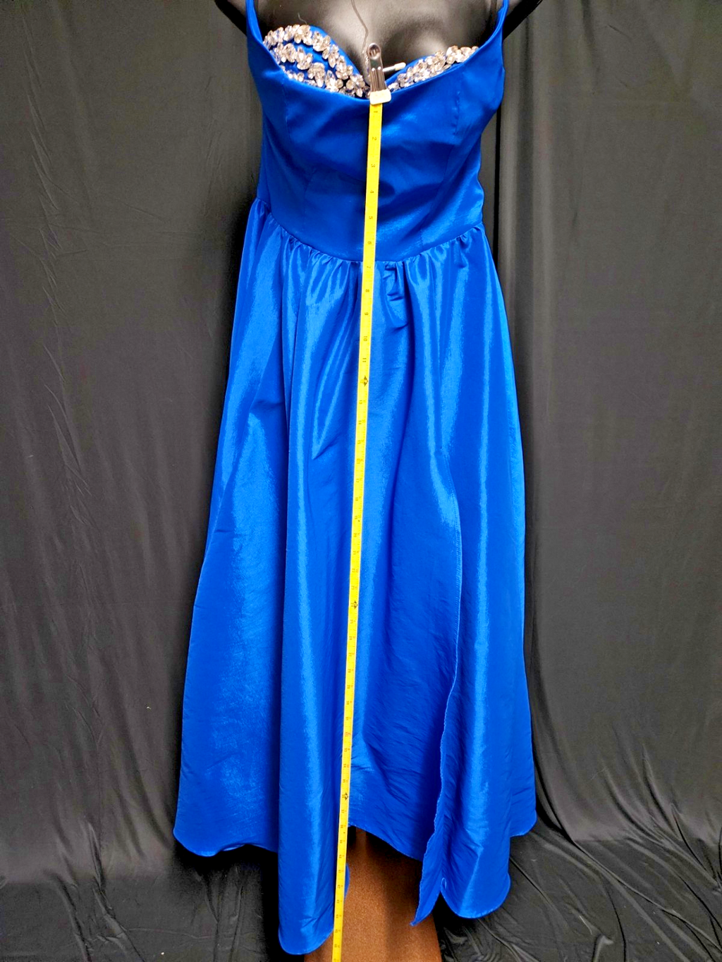 SHEIN STRAPLESS ROYAL BLUE SATIN/BLING FORMAL GOWN SZ M