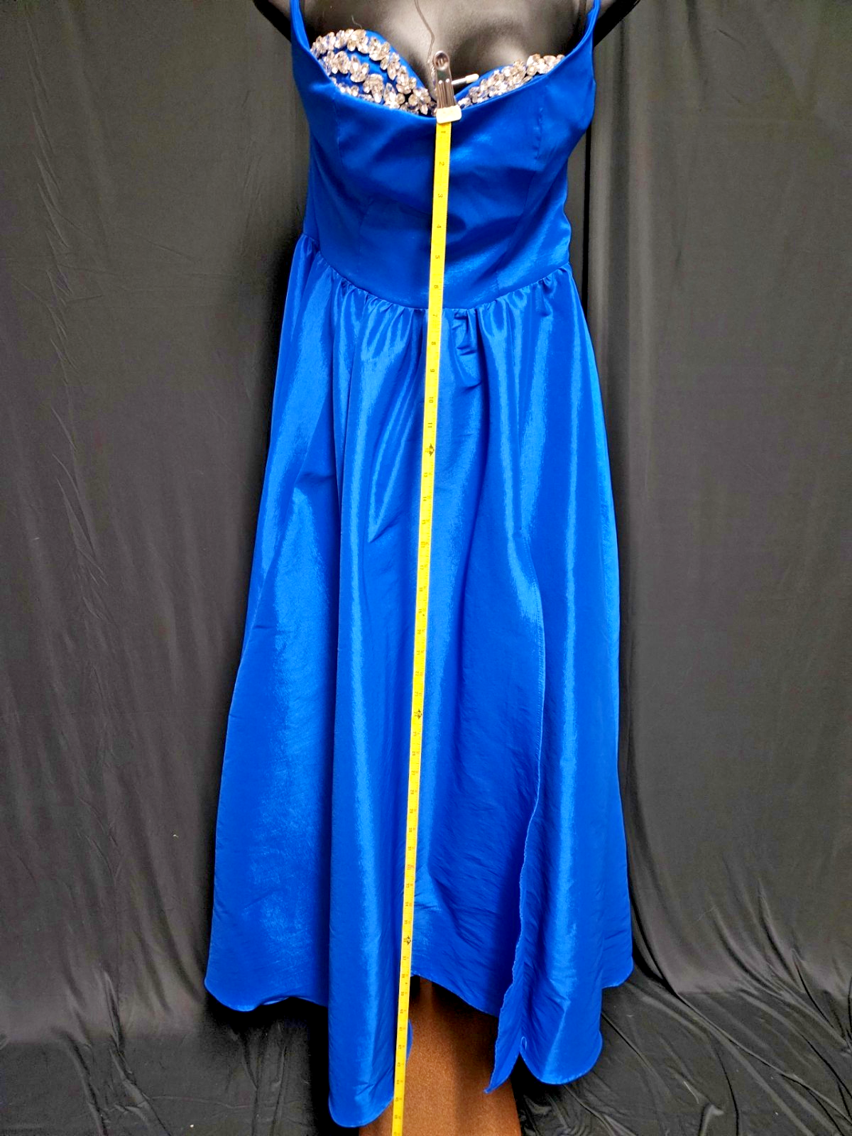 SHEIN STRAPLESS ROYAL BLUE SATIN/BLING FORMAL GOWN SZ M