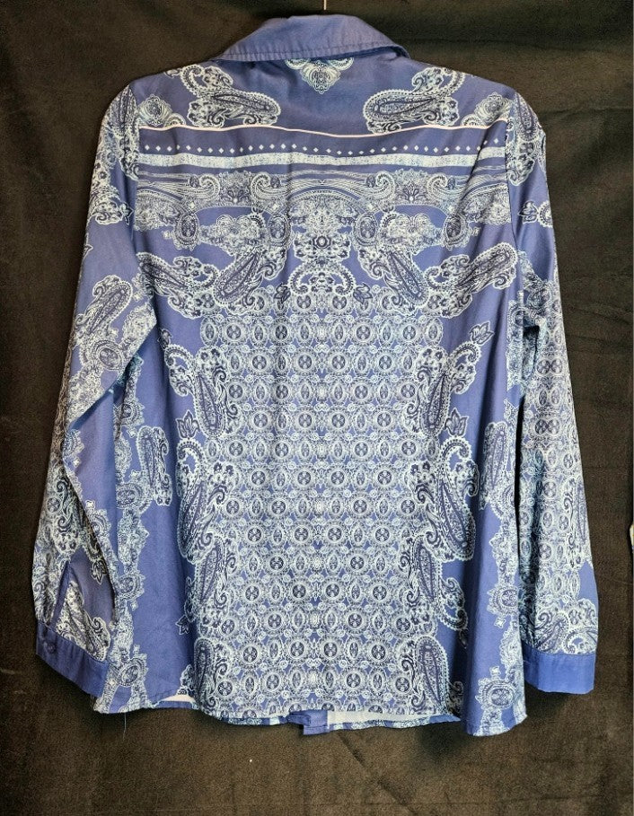 WOMEN'S MISS LOOK BRAND PAISLEY PRINT BUTTON UP SHIRT SIZE LARGE GREAT CONDITION