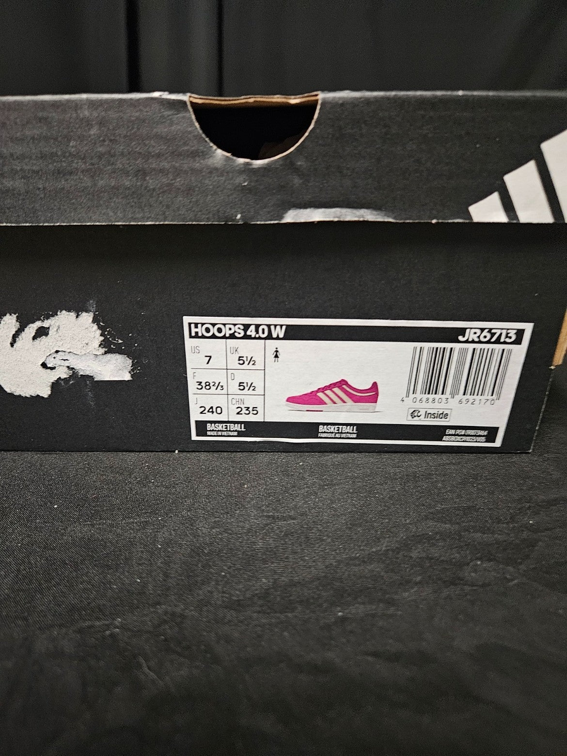 WOMEN'S ADIDAS HOOPS 4.0 JR6713 BASKETBALL TENNERS PINK/BEIGE STRIPE SIZE 7 NIB