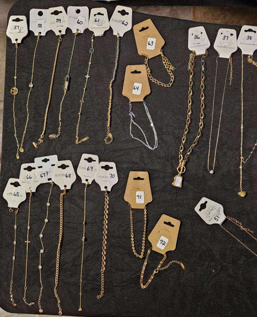 10k YELLOW GOLD PLATED OVER STAINLESS  ASST. NECKLACE & BRACELET YOU PICK #