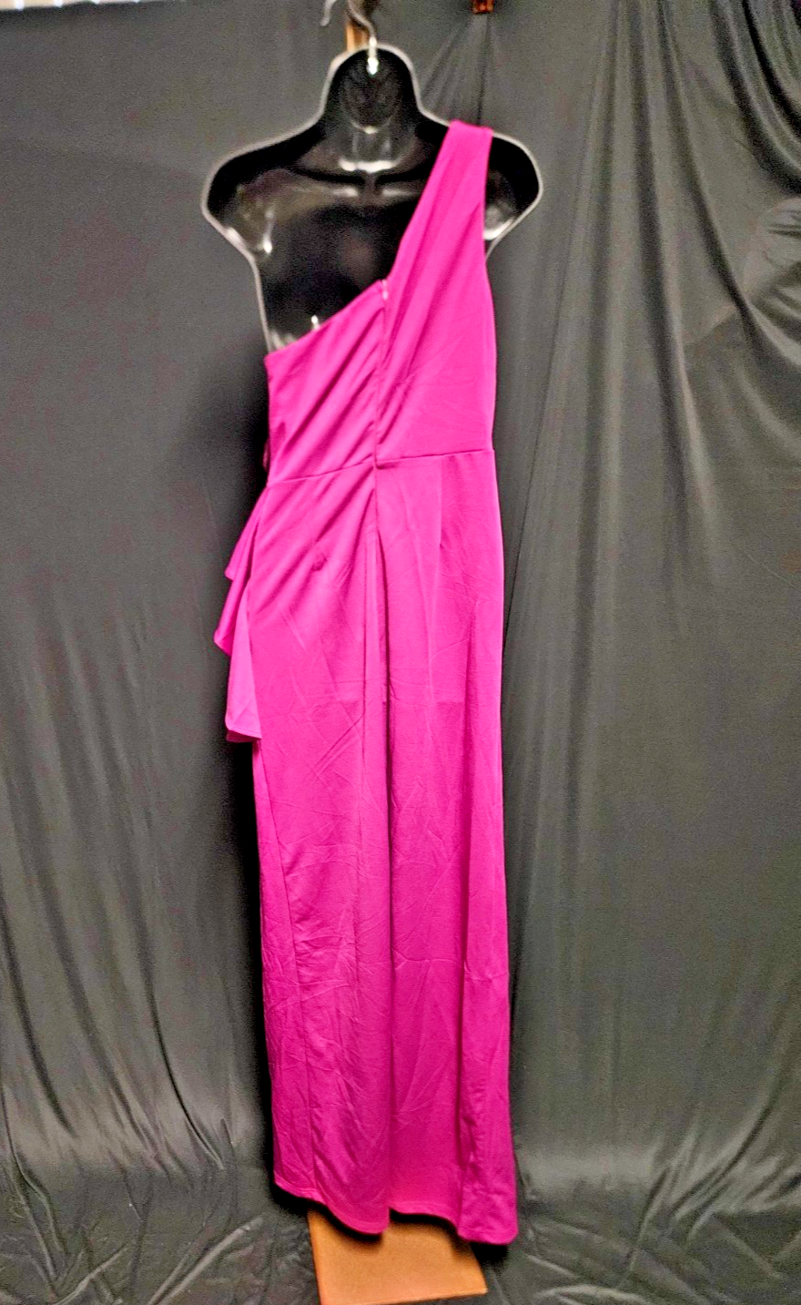 FAERIESTY ONE SHOULDER RUFFLED SCUBA GOWN PROM/FORMAL SIZE 8 NWT FUCHSIA/MAGENTA