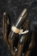 HANDMADE NATIVE AMERICAN NAVAJO 14K YELLO GOLD FILL /STERLING SILVER BAND SIZE 5