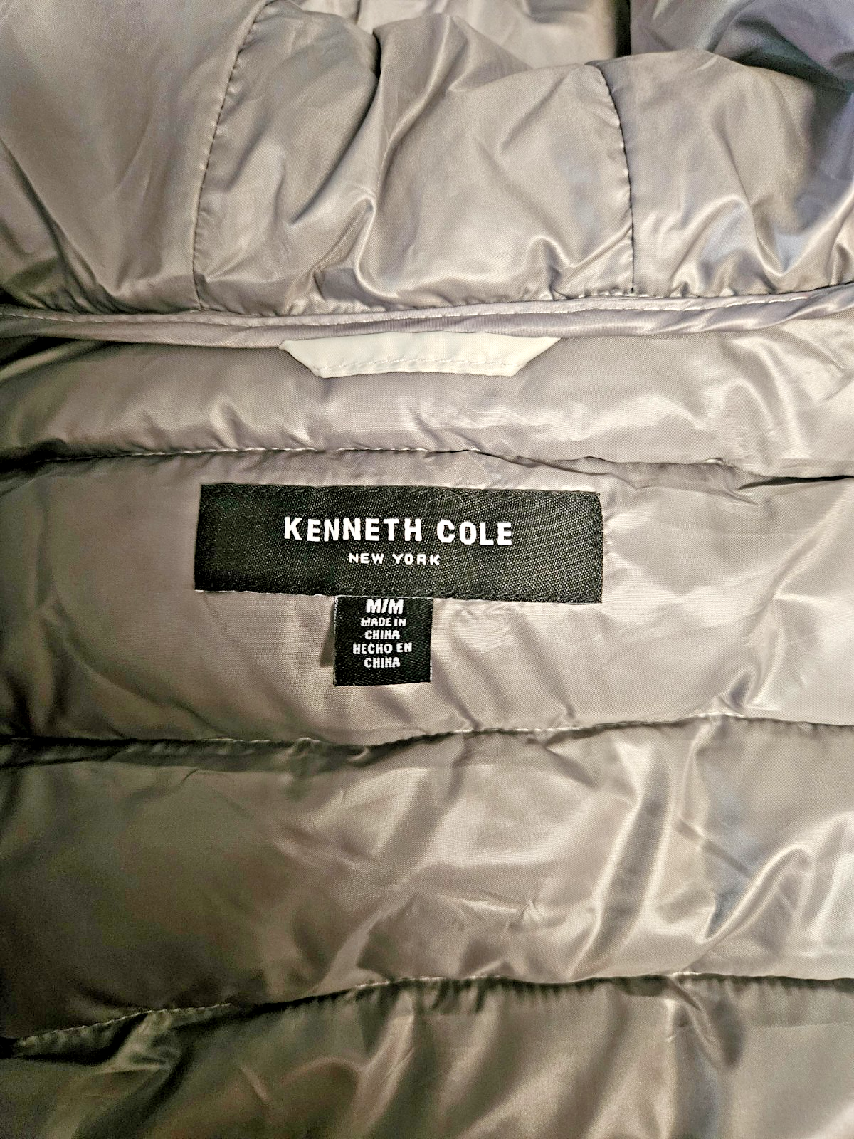 KENNETH COLE SILVER QUILTED ANORAK JACKET SIZE M DRAWSTRING WAIST NWT