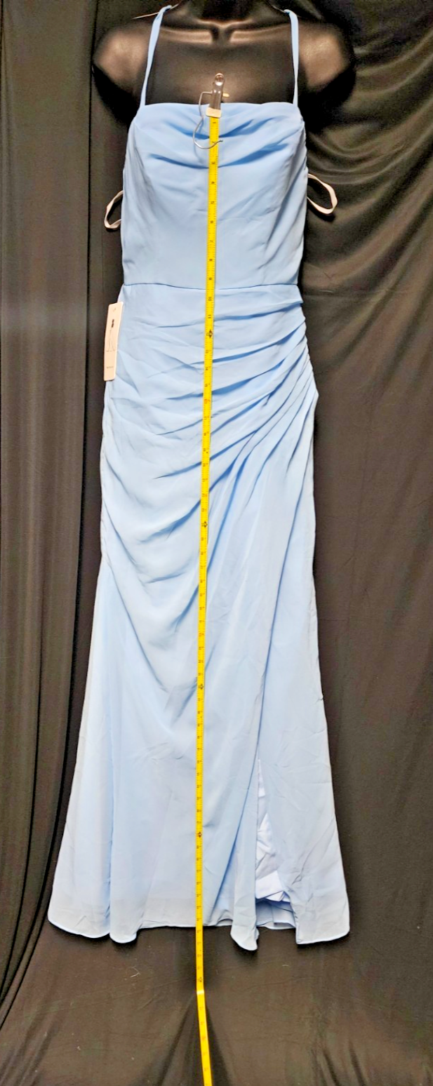 Lt. BLUE COWL-NECK ROUCHED MAXI CHIFFON FORMAL/PROM GOWN SIZE 8/10 NWT