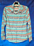ARIAT WOMEN'S WESTERN SNAP UP SHIRT SOUTHWESTERN AZTEC DESIGN SIZE LARGE