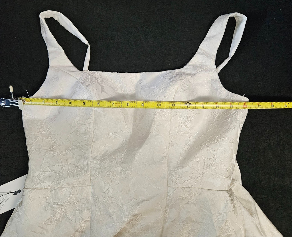 FAERIESTY BEIGE SATIN FIT FLARE SHORT BABY DOLL GOWN BOW SIZE SMALL ZIP & CORSET